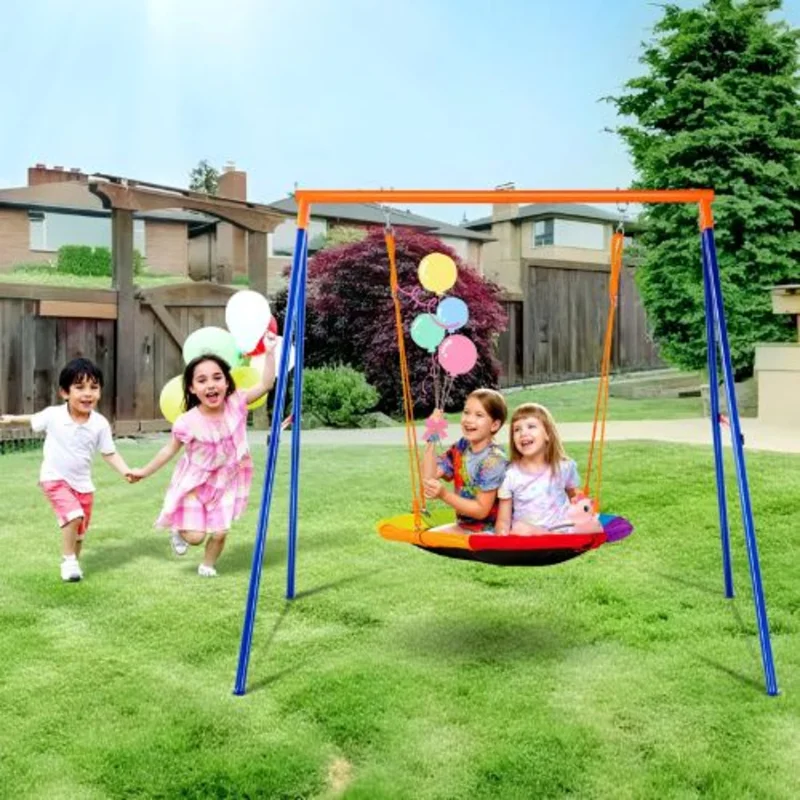 Backyard Swing Set 440 lbs Capacity 40" Saucer Seat Heavy-Duty A-Frame Easy Assembly
