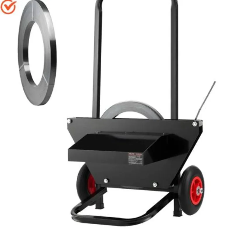 Banding Strapping Cart Fit for Steel Strapping Coils with Heavy Duty Strapping Dispenser with Rubber Wheels