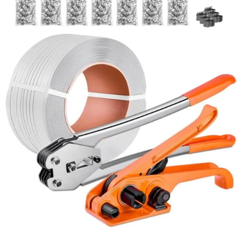 Banding Strapping Kit Heavy Duty Banding Sealer Tool 1000 Metal Seals Plastic Pallet Packaging Strapping Kit