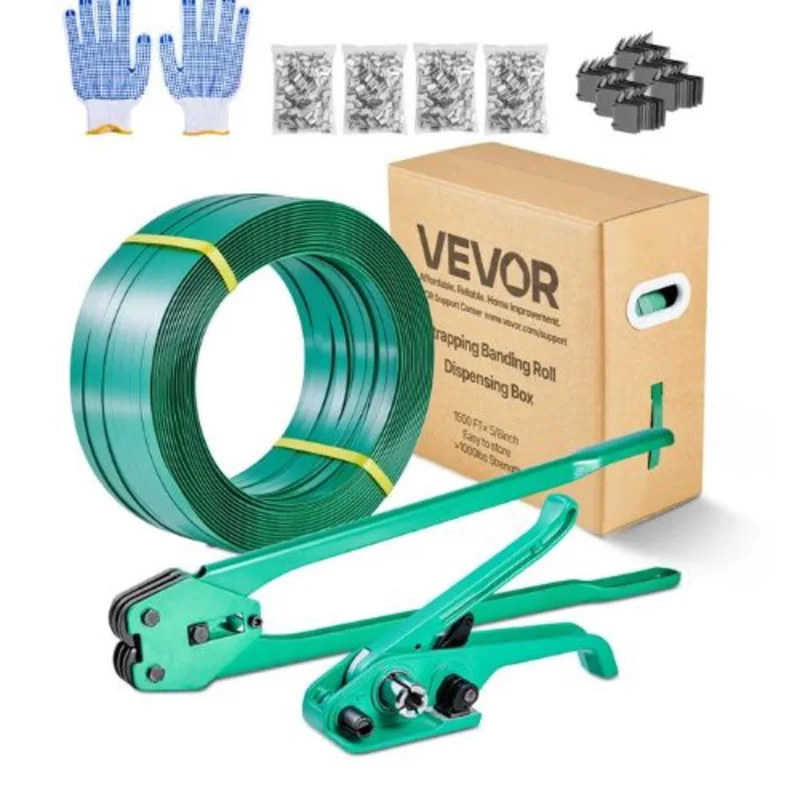 Banding Strapping Kit Heavy Duty Banding Sealer Tool with 1500 ft PET Band Plastic Pallet Packaging Strapping Kit