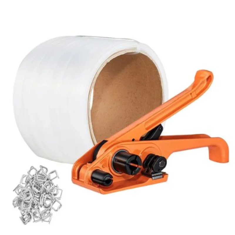 Banding Strapping Kit with Strapping Tensioner Tool 328 ft Length Woven Strapping Cord Band Pallet Packaging Strapping Banding Kit