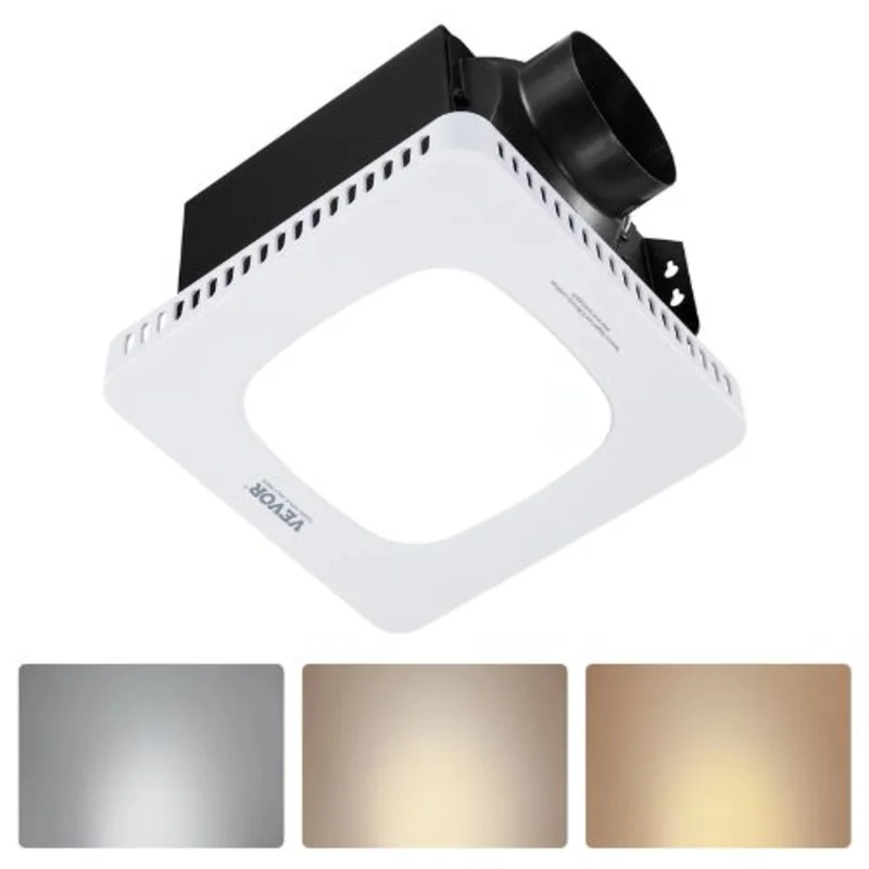 Bathroom Exhaust Fan with LED Light 80 CFM 1.5 Sones Quiet AC Motor Vent Fan (White)