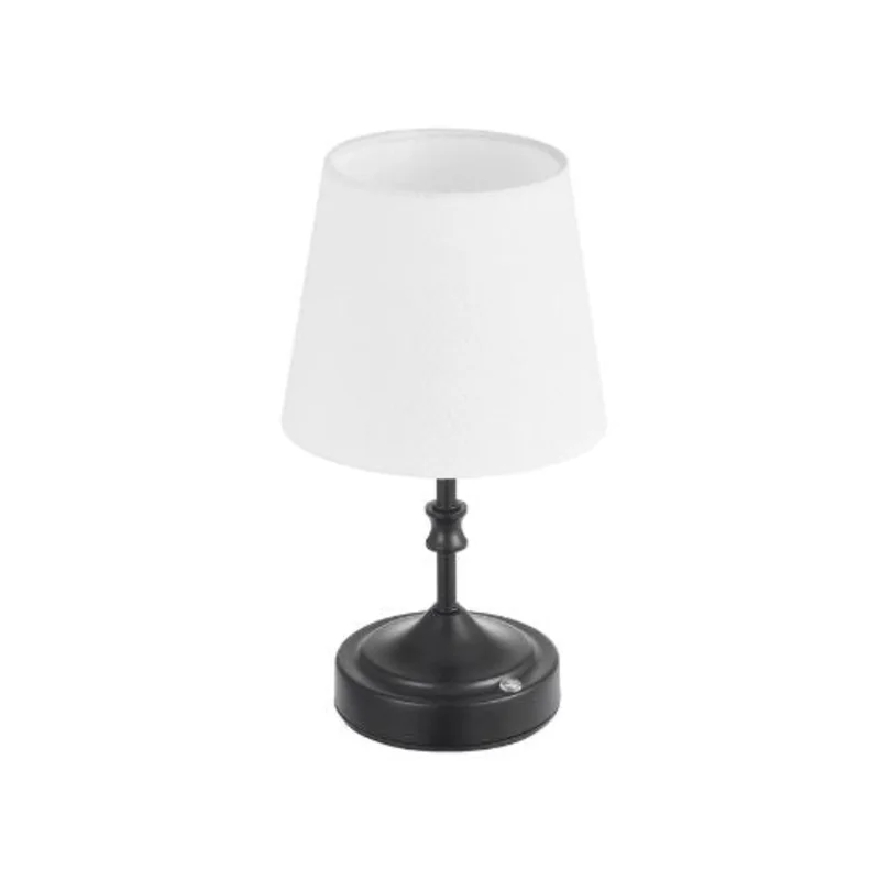 Battery Operated Modern Cordless Nightstand Lamps Rechargeable 5200mAh Fabric Shade 3 Level Brightness Black