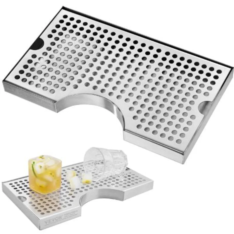 Beer Drip Tray 304 Stainless Steel with 4 Non-Slip Rubber Pads for Bar Coffee Shop DT-2378