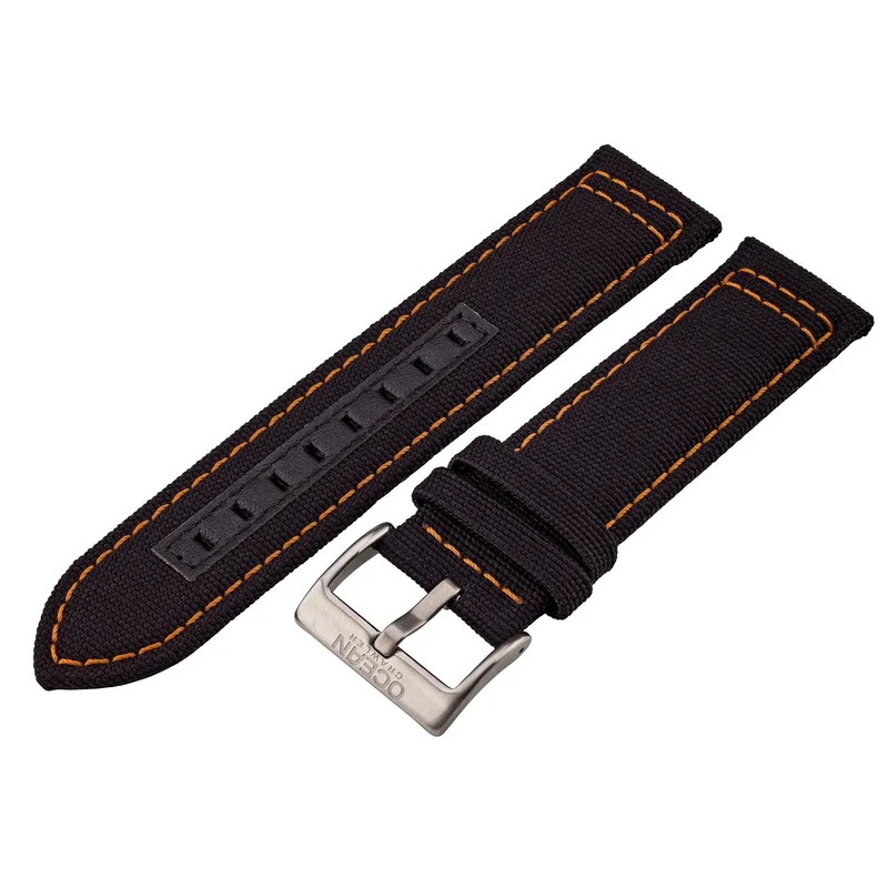 Black Canvas With Orange Stitching Strap - 22mm