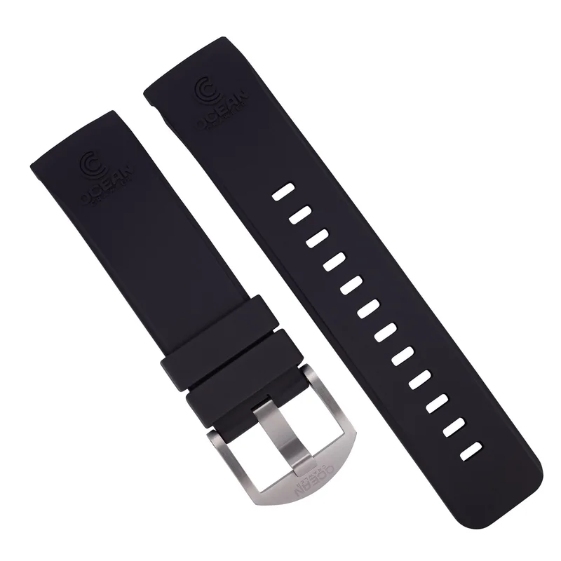 Black Fitted Rubber Strap for Core Diver - SS Buckle - 22mm