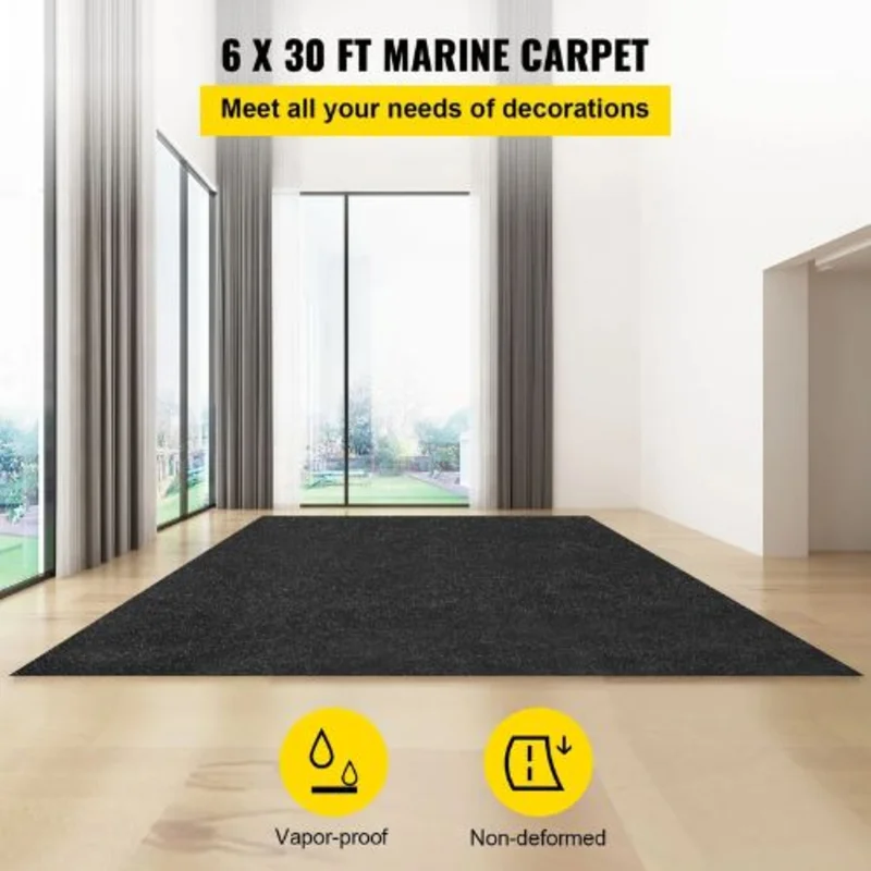 Black Indoor and Outdoor Marine Carpeting Marine Grade Boat Carpet Water-proof TPR Backing