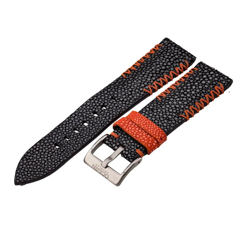 Black Stingray Leather Strap - 22mm