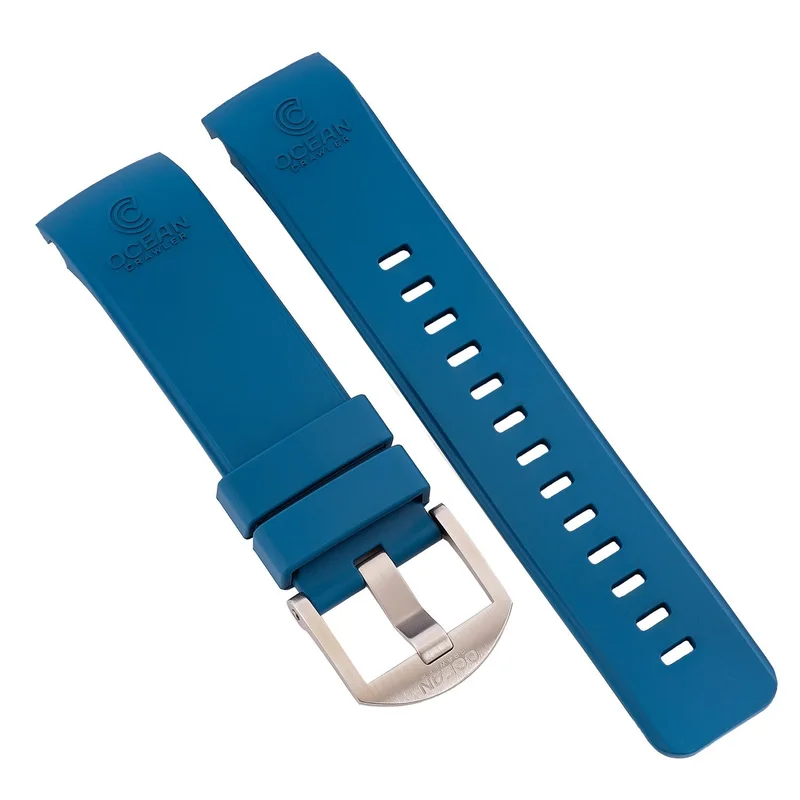 Blue Fitted Rubber Strap for Core Diver - SS Buckle - 22mm