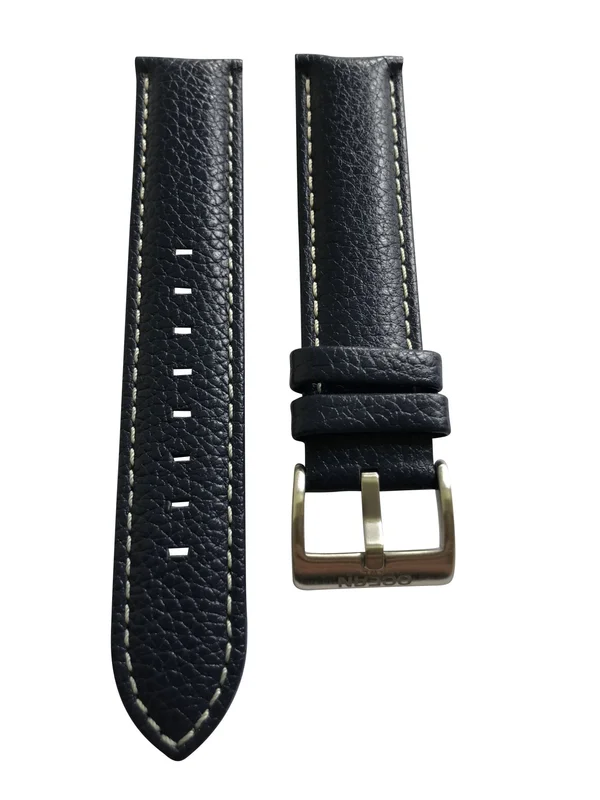Blue leather strap with signed stainless steel buckle for the Ocean Navigator - 20mm