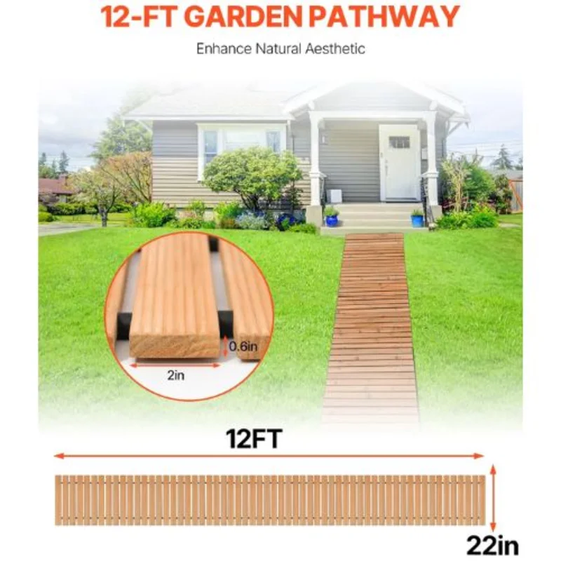 Brown Straight Pathway Roll Out Garden Walkway Wooden Garden