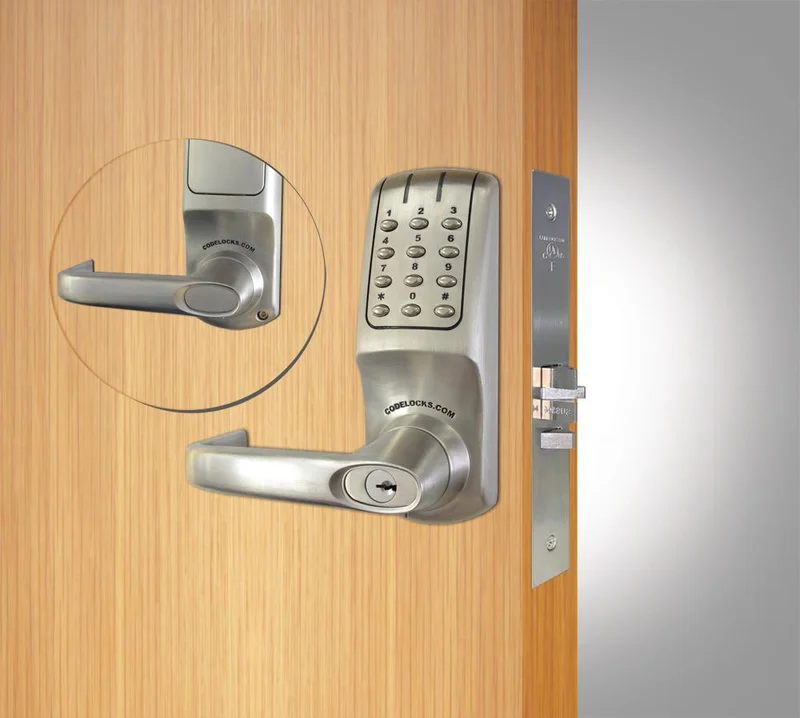 Brushed Steel Heavy Duty Full ANSI Mortise Lock (86 prep) Electronic Doors for Small Format Interchangeable Core (keys not included)