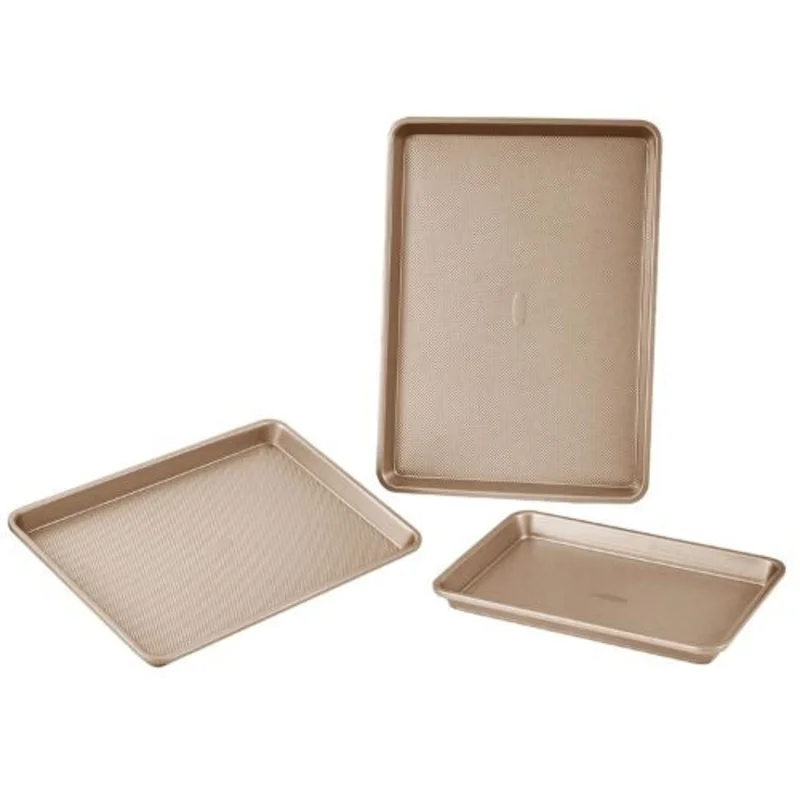 Carbon Steel Baking Pans Set Easy to Clean for Baking Cookie Cake Muffin Bread (3 Pieces)