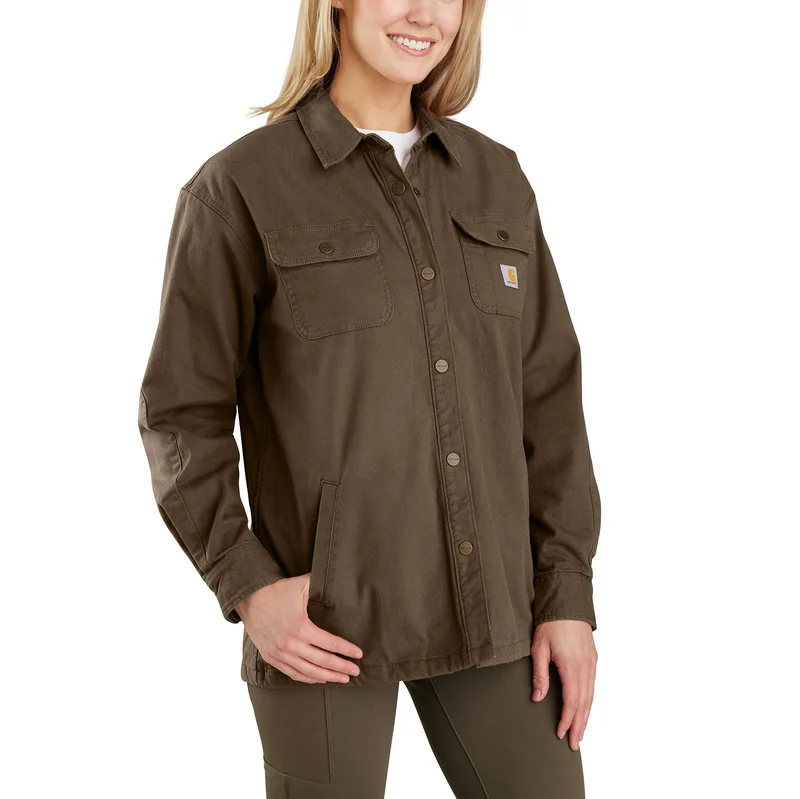 Carhartt Rugged Flex Loose Fit Canvas Fleece-Lined Shirt Jac Tarmac