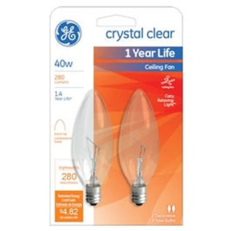 Ceiling Fan Light Bulb, 40-Watts, 120-Volt, 2-Pk.