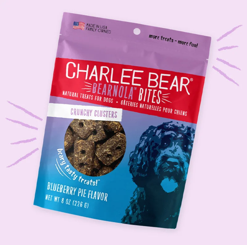 Charlee Bear Bearnola Bites Natural Blueberry Pie Flavor Treats for Dogs