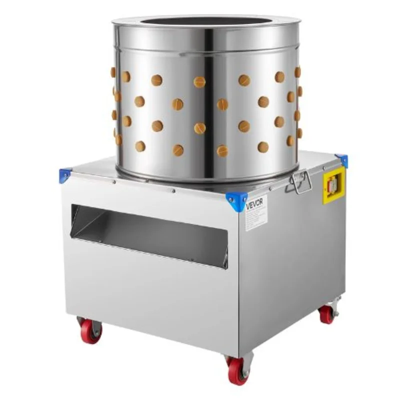 Chicken Plucker Machine 19.7" Drum 2HP 275RPM 106 Fingers Stainless Steel with Transport Wheels
