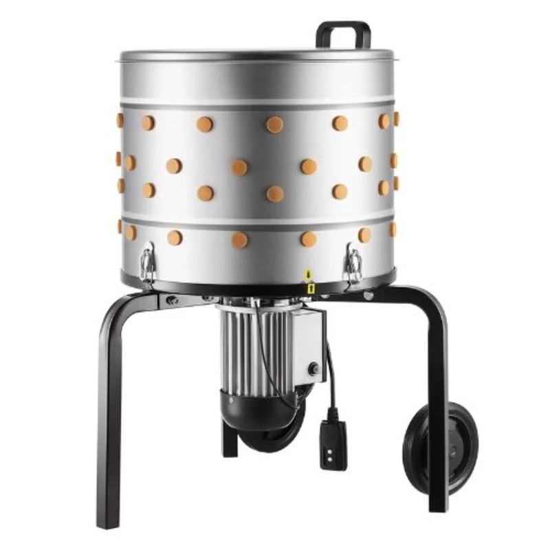 Chicken Plucker Machine 19.7" Drum 750W 275RPM 98 Soft Fingers Stainless Steel Feather Remover with Transport Wheels