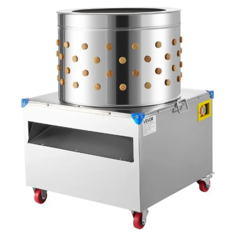Chicken Plucker Machine 23.6" Drum 2200W 240RPM 119 Soft Fingers Stainless Steel Feather Remover with Transport Wheels