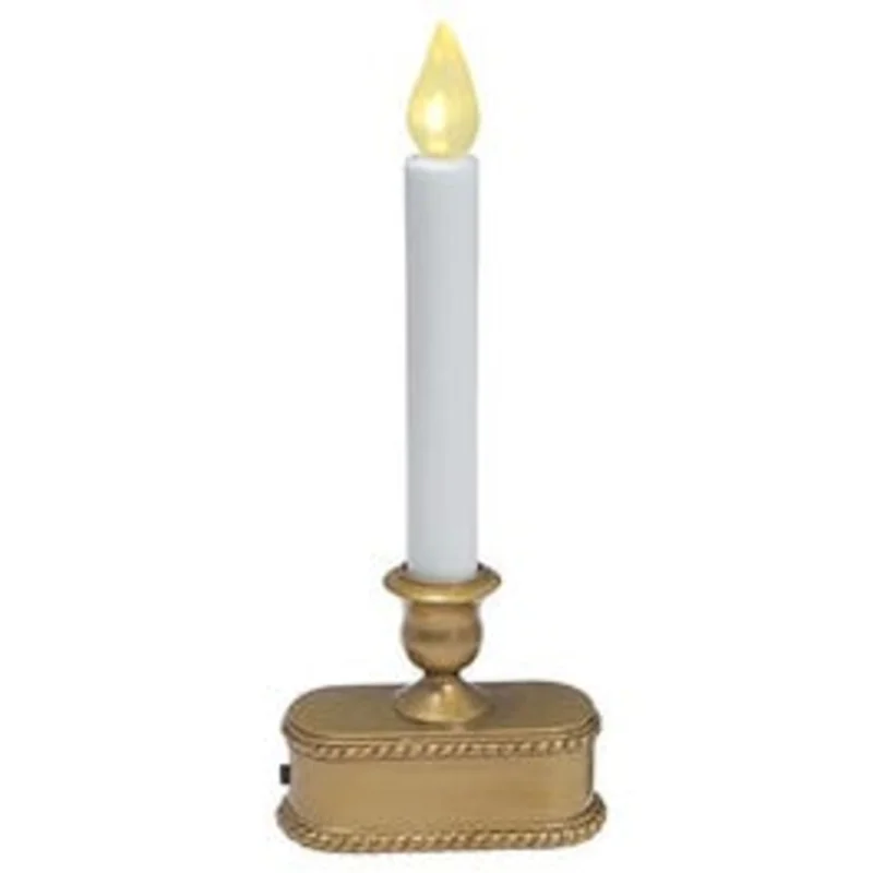 Christmas LED Lighted Candle, Battery-Operated, Gold, 9-In.