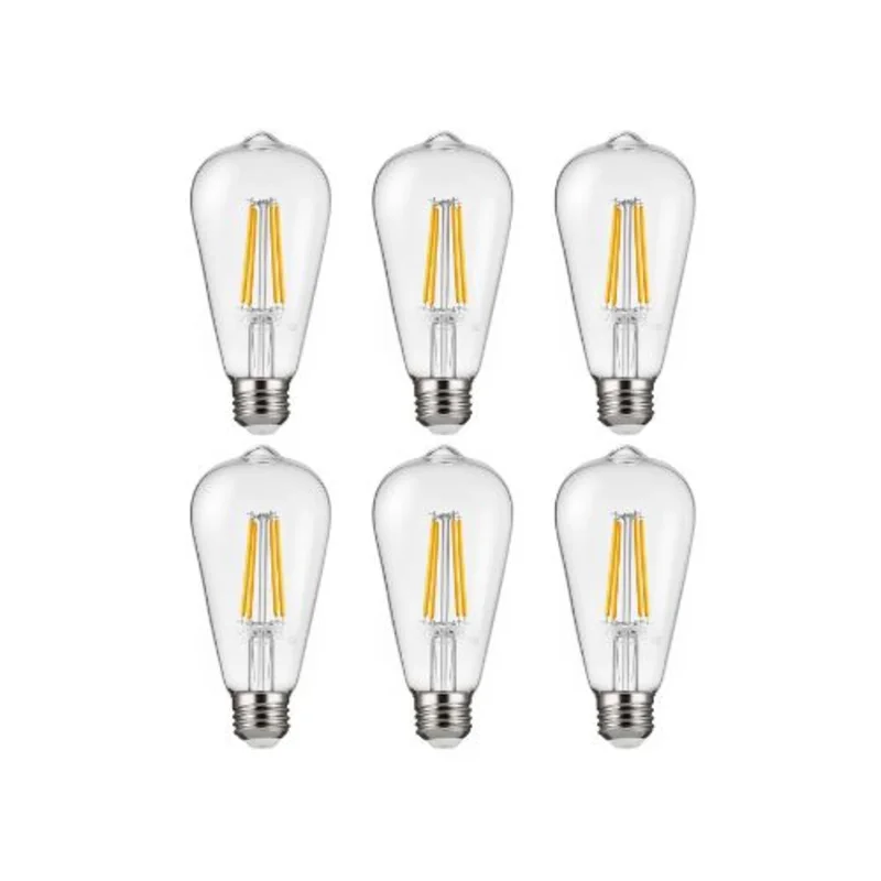 Classic Filament LED Bulbs 2700K Warm Glow Dimmable 800 Lumens for Home, Bedroom, Office, Farmhouse