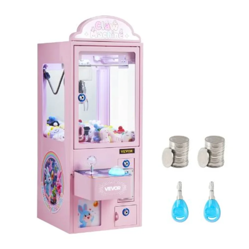 Claw Prize Machine with Lights & Sound Arcade Style for Commercial Home Parties Cinema Pink