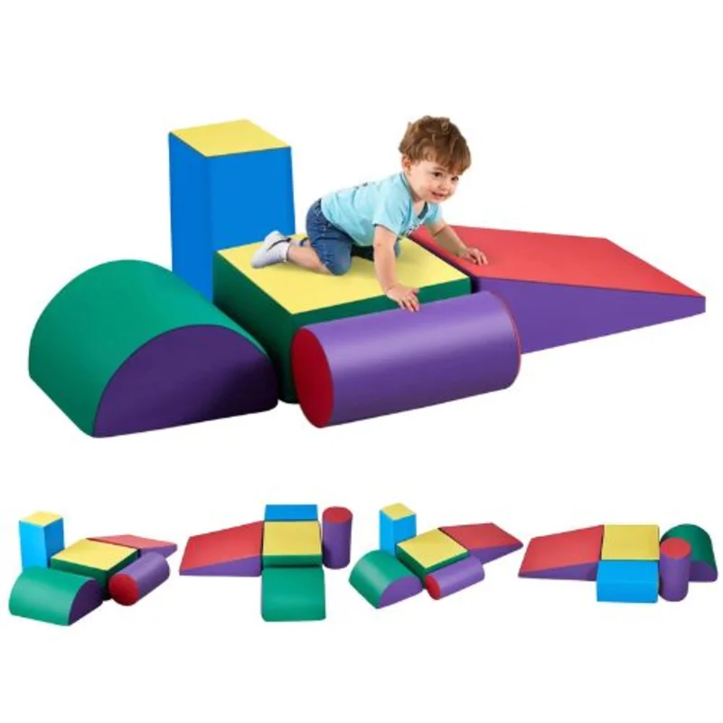 Climbing Toys, 5-Piece Foam Set for Toddlers, PU Leather Indoor Playset for Crawling & Sliding for Kids