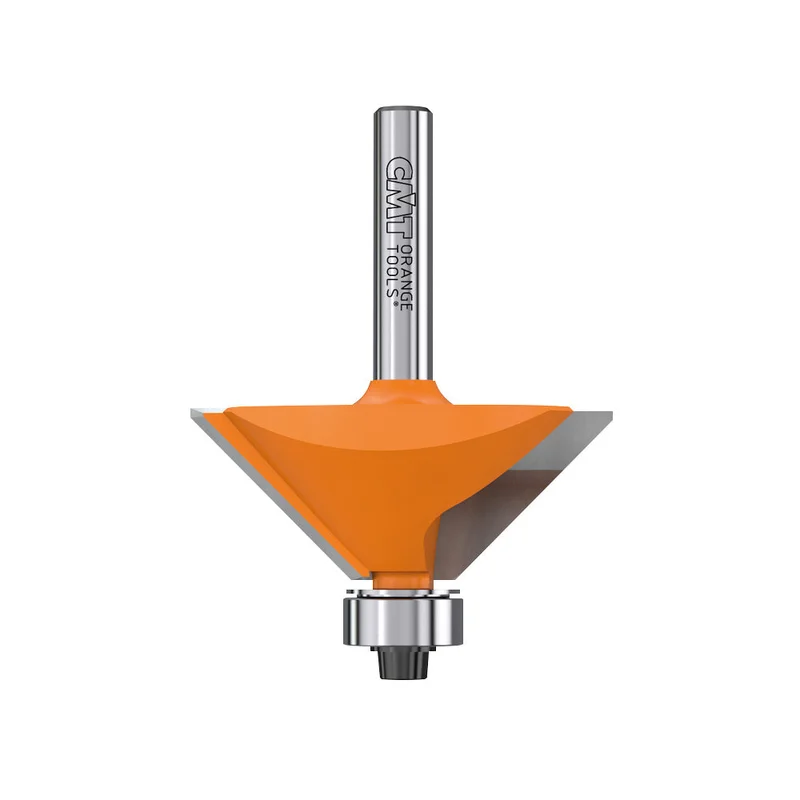 CMT 2 Flute 45 Chamfer Router Bit - 1-1/4" Diameter, 3/8" Cut, 1/4" Shank