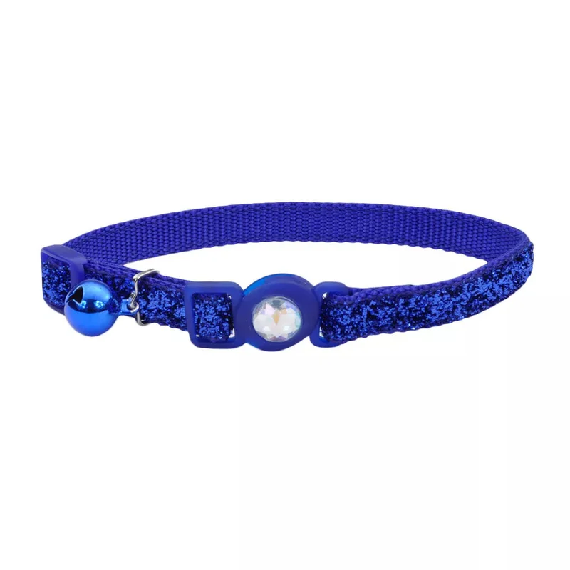 Coastal Pet Products Safe Cat Jeweled Buckle Adjustable Breakaway Cat Collar with Glitter Overlay Red 3/8" X 8"-12"