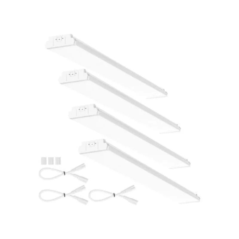 Commercial High Brightness Flush Mount 4 Foot LED Utility Wrap Light, 5500LM Daylight Ceiling Fixture 4 Pack