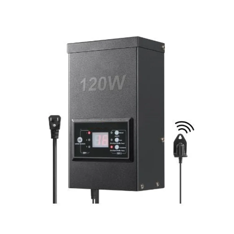 Compact Intelligent 120W Outdoor Lighting Transformer with Photocell Control for Pathway, Garden & Pool Lighting