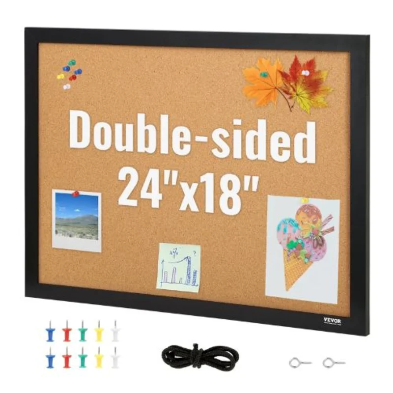 Cork Board Cork Board Double-sided Bulletin Board with MDF Sticker Frame for Office&Home