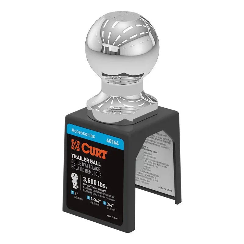 Curt 2" Trailer Ball (3/4" x 1-3/4" Shank, 3,500 lbs., Chrome, Packaged)