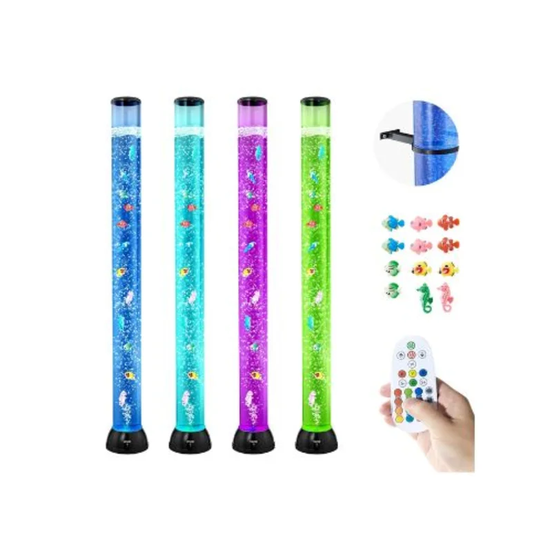 Decorative 4ft Sensory Bubble Aquarium Tube Lamp for Bedroom & Living Room with 16 LED Colors