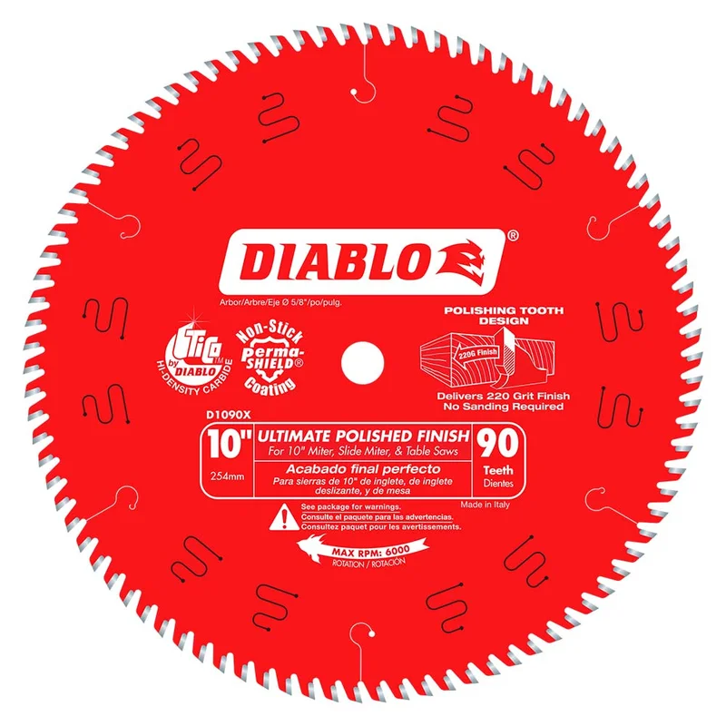 Diablo 10" x 90T Ultimate Polished Finish Saw Blade