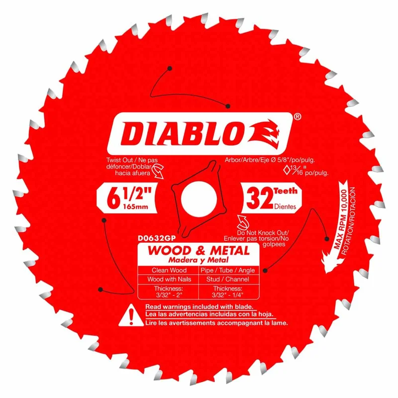 Diablo 6-1/2" x 32T Wood & Metal Carbide Saw Blade*