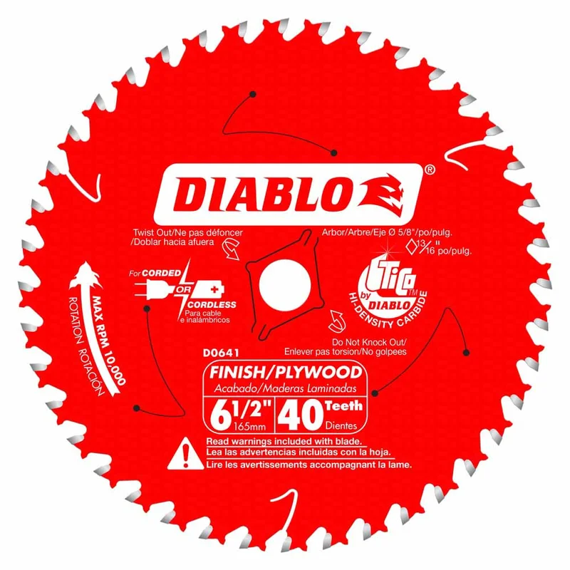 Diablo 6-1/2" x 40T Finish Trim Saw Blade*