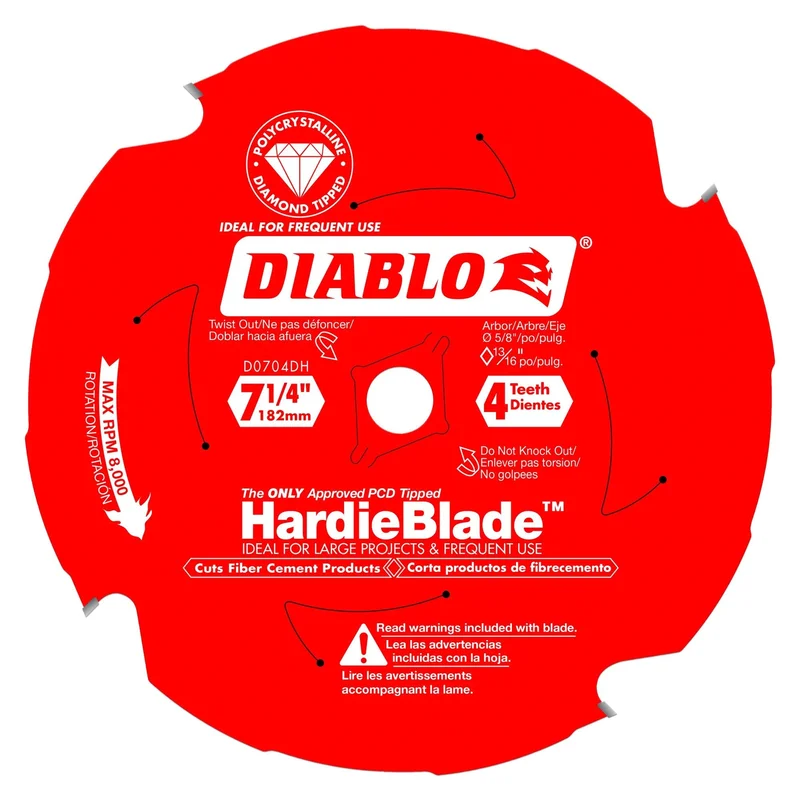 Diablo 7-1/4" x 4T (PCD) Fiber Cement HardieBlades (5 Pack)