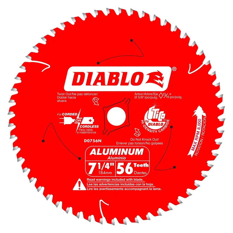 Diablo 7-1/4" x 56T Thick Aluminum Cutting Saw Blades (5 Pack)