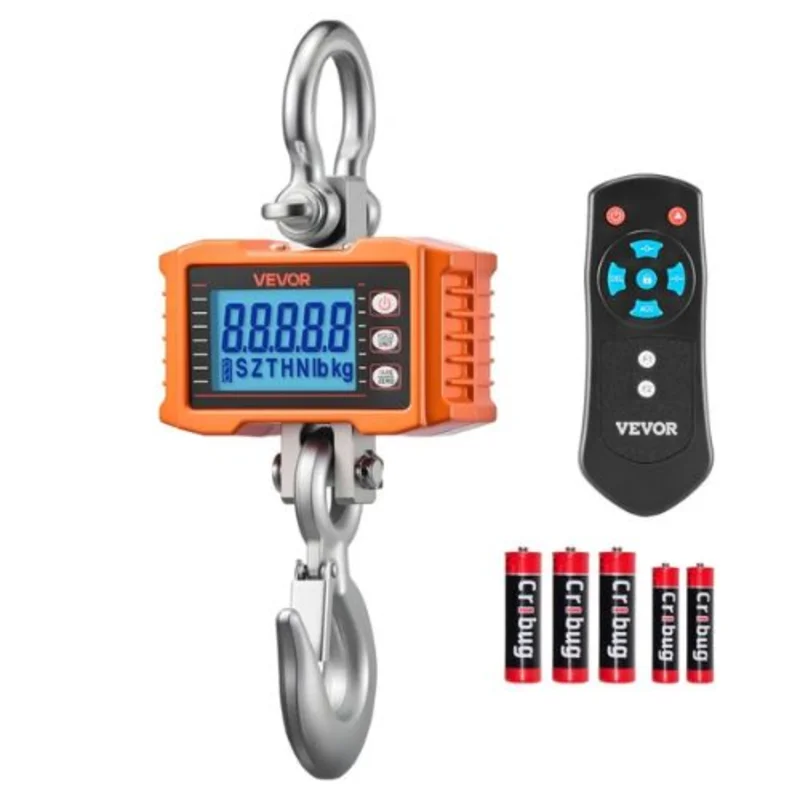 Digital Crane Scale 4400 lbs/2000 kg Max Capacity Heavy Duty Industrial Hanging Scale with Cast Aluminum Case & LCD Display