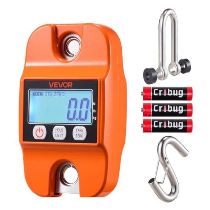 Digital Crane Scale Handheld Hanging Scale with Cast Aluminum Case & LCD Display Auto-Off Setting for Farm Hunting Fishing Orange