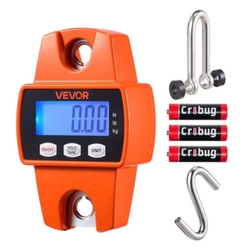 Digital Crane Scale Handheld Hanging Scale with Cast Aluminum Case & LCD Display Portable Design for Farm Hunting Fishing