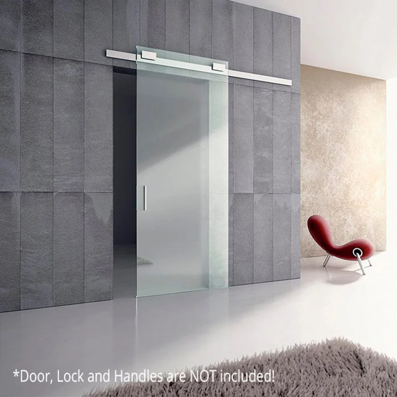 Diva Air Vetro - Complete Set Barn Door System for Glass Doors Anodized Silver