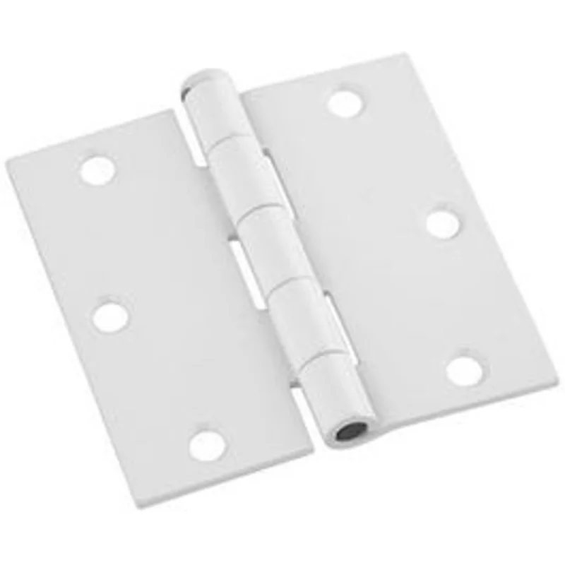 Door Hinge, Interior, Square-Edge, White, 3.5-In.