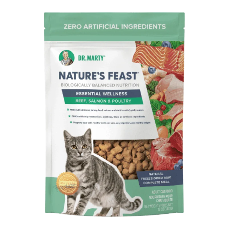 Dr. Marty Nature's Feast Essential Wellness Beef, Salmon and Poultry Freeze Dried Raw Cat Food