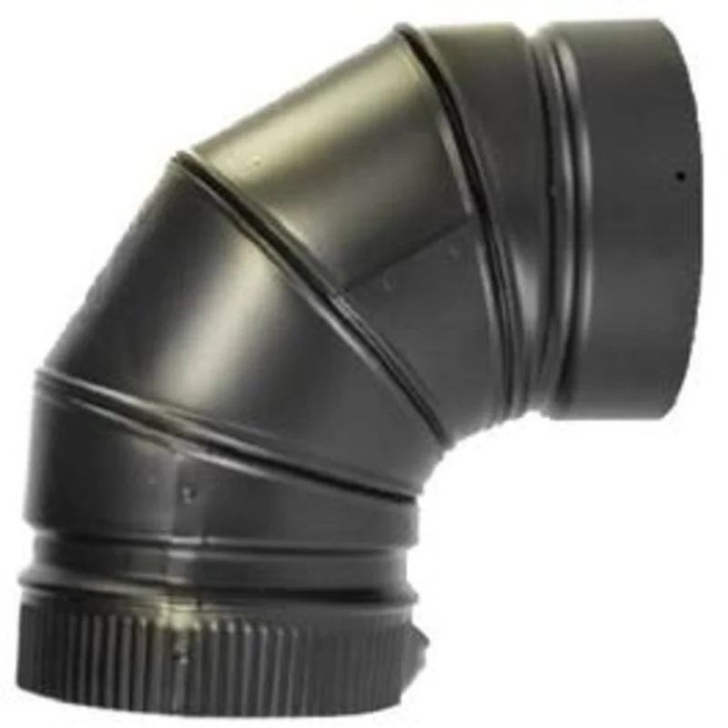 DSP Double Wall Stove Pipe, 6-Inch, 90 degree Elbow Matte Black Finish