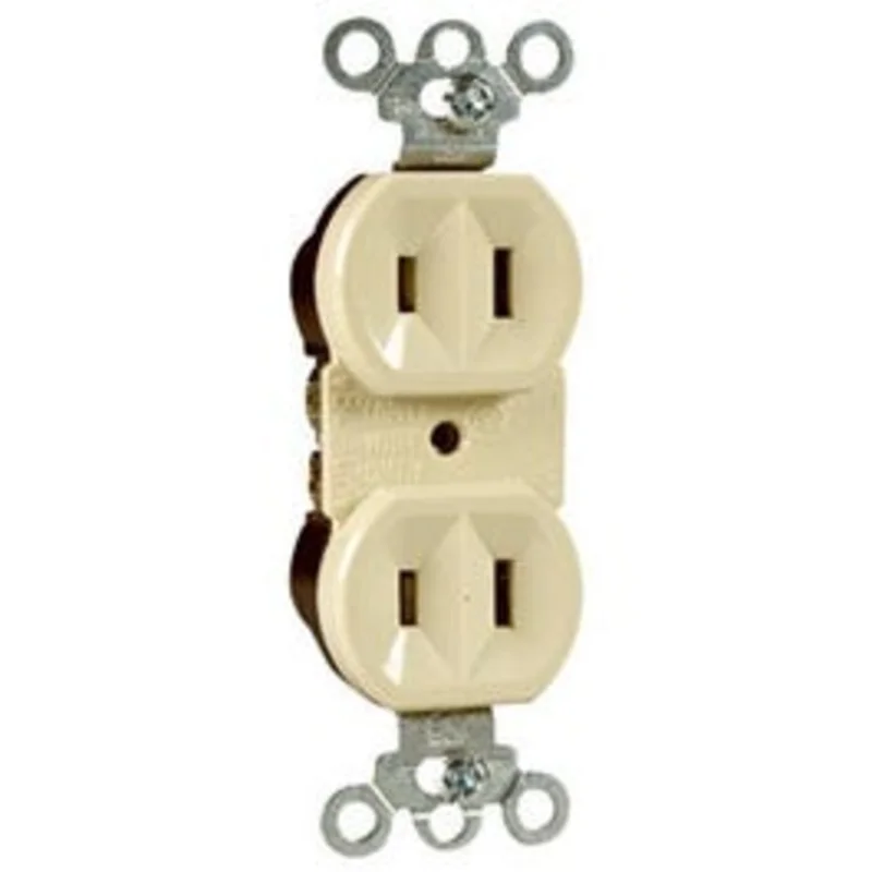 Duplex Outlet, Ivory, 2-Pole, 2-Wire Ground, 15-Amp, 125-Volt