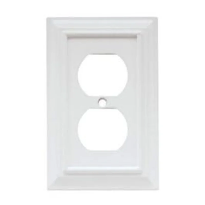 Duplex Wall Plate, 1-Gang, Wood Architectural, White MDF Material