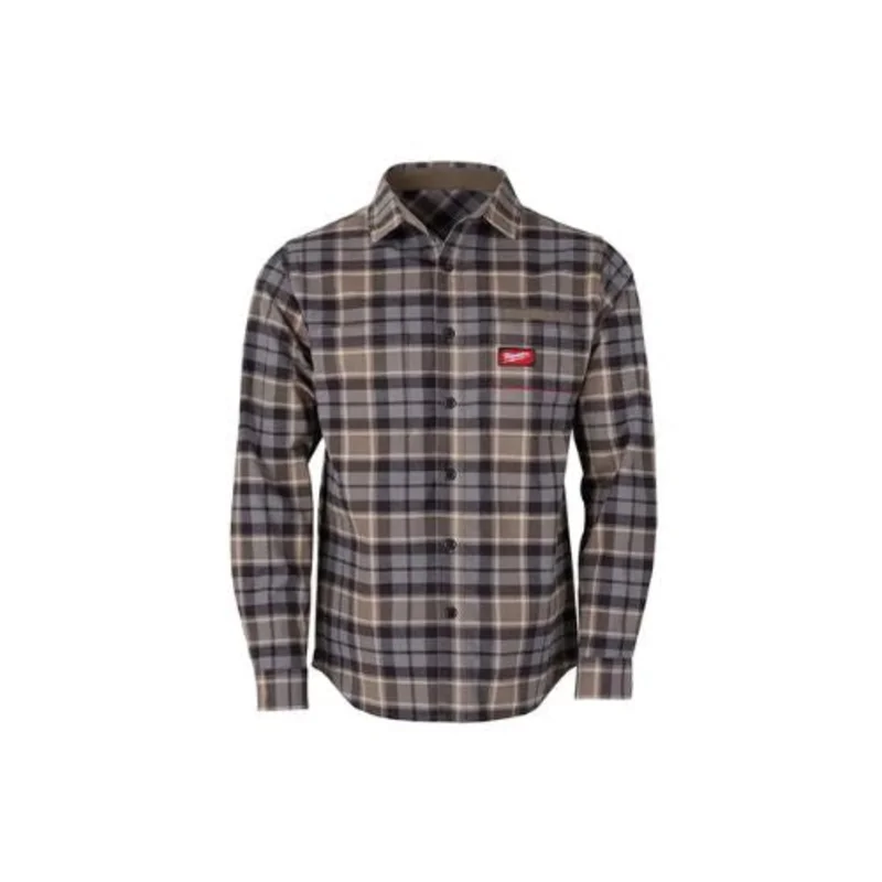Durable Long Sleeve Work Flannel Shirt For Men Grey M551G-2X