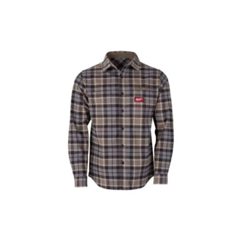 Durable Long Sleeve Work Flannel Shirt For Men Grey M551G-3X